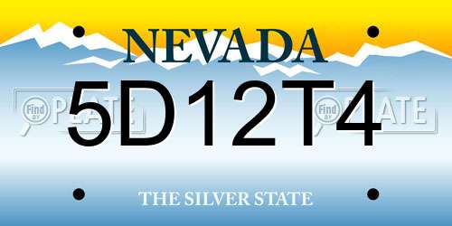 5D12T4 Nevada License Plate