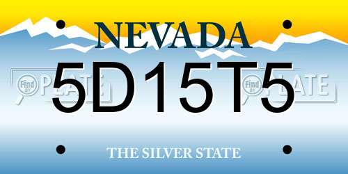 5D15T5 Nevada License Plate