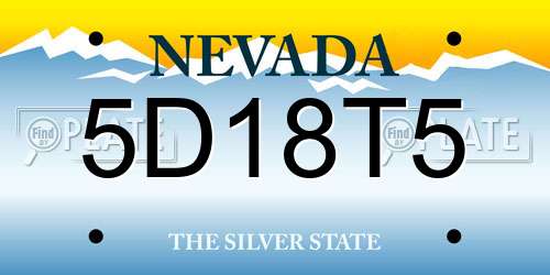 5D18T5 Nevada License Plate