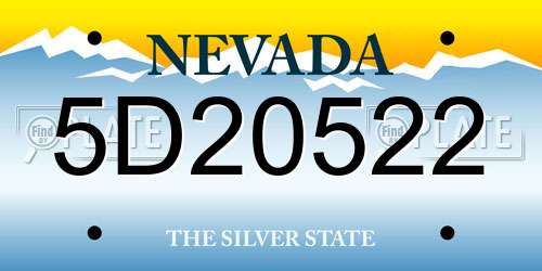 5D20522 Nevada License Plate