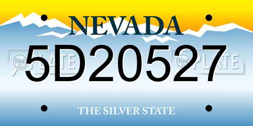 5D20527 Nevada License Plate