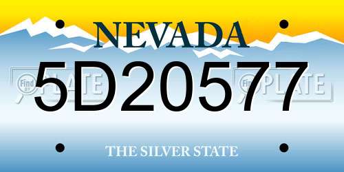 5D20577 Nevada License Plate