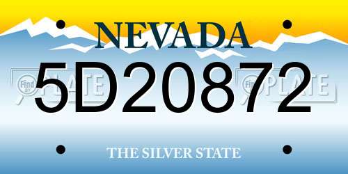 5D20872 Nevada License Plate
