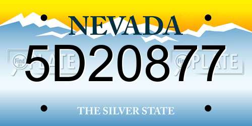 5D20877 Nevada License Plate