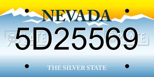 5D25569 Nevada License Plate