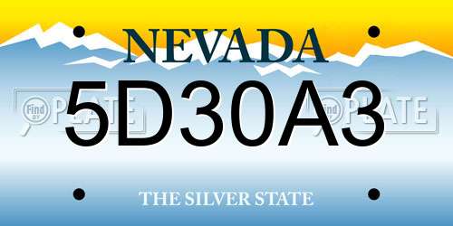 5D30A3 Nevada License Plate