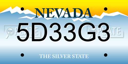 5D33G3 Nevada License Plate