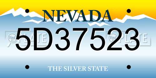 5D37523 Nevada License Plate