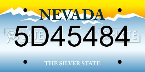5D45484 Nevada License Plate