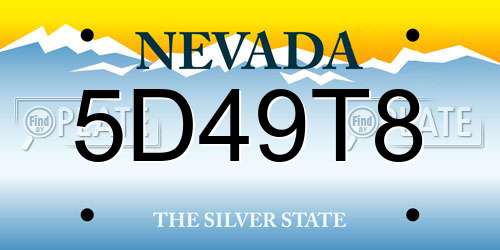 5D49T8 Nevada License Plate