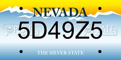 5D49Z5 Nevada License Plate