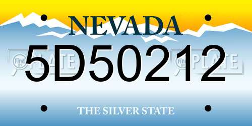 5D50212 Nevada License Plate