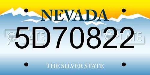 5D70822 Nevada License Plate