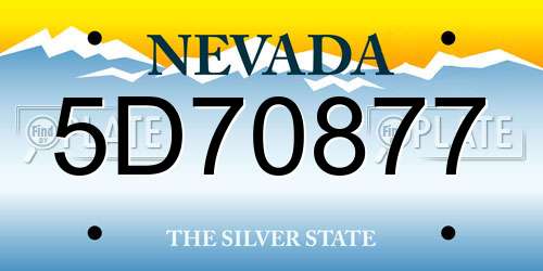 5D70877 Nevada License Plate