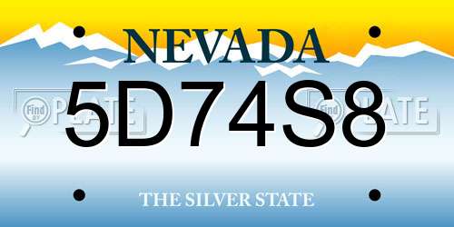 5D74S8 Nevada License Plate