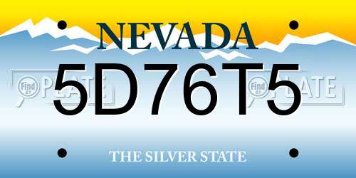 5D76T5 Nevada License Plate