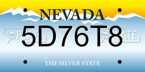 5D76T8 Nevada License Plate