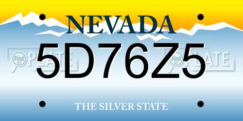 5D76Z5 Nevada License Plate