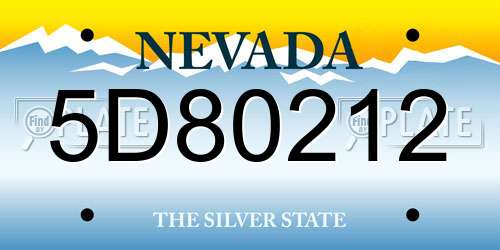 5D80212 Nevada License Plate