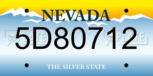 5D80712 Nevada License Plate