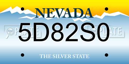 5D82S0 Nevada License Plate