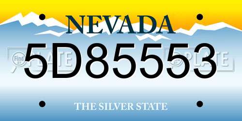 5D85553 Nevada License Plate