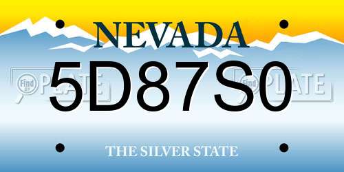 5D87S0 Nevada License Plate