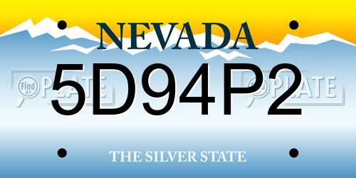 5D94P2 Nevada License Plate