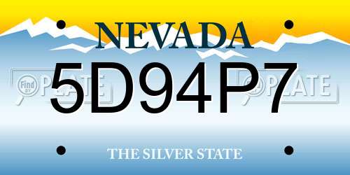 5D94P7 Nevada License Plate