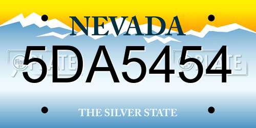 5DA5454 Nevada License Plate
