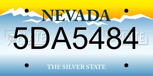 5DA5484 Nevada License Plate