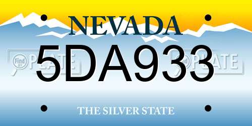 5DA933 Nevada License Plate