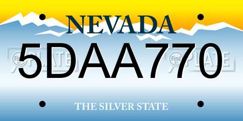 5DAA770 Nevada License Plate