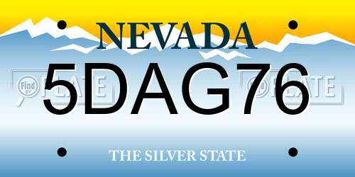 5DAG76 Nevada License Plate