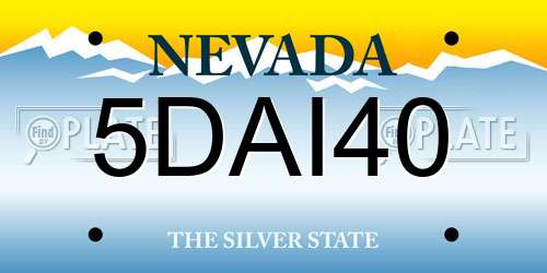 5DAI40 Nevada License Plate