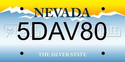 5DAV80 Nevada License Plate