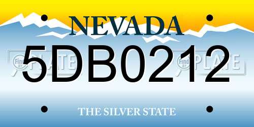 5DB0212 Nevada License Plate