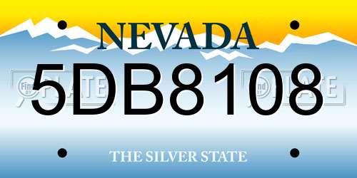 5DB8108 Nevada License Plate