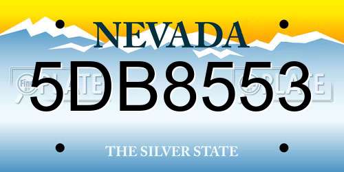 5DB8553 Nevada License Plate