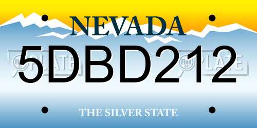 5DBD212 Nevada License Plate