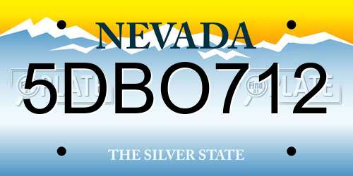 5DBO712 Nevada License Plate