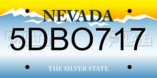 5DBO717 Nevada License Plate