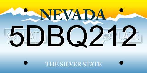 5DBQ212 Nevada License Plate
