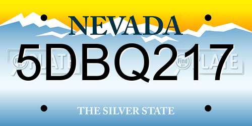 5DBQ217 Nevada License Plate