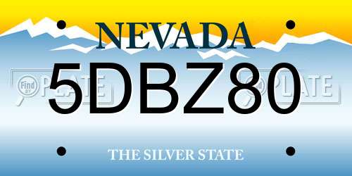5DBZ80 Nevada License Plate