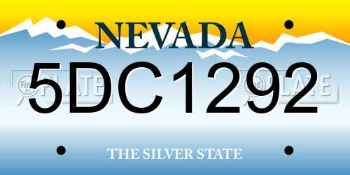 5DC1292 Nevada License Plate