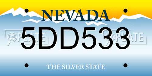 5DD533 Nevada License Plate