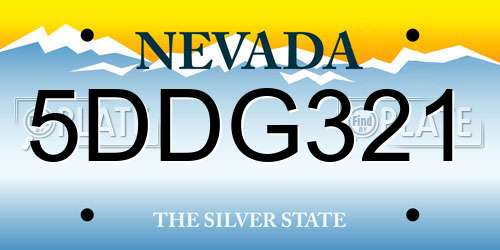 5DDG321 Nevada License Plate