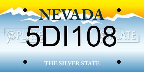 5DI108 Nevada License Plate
