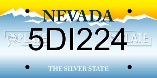 5DI224 Nevada License Plate